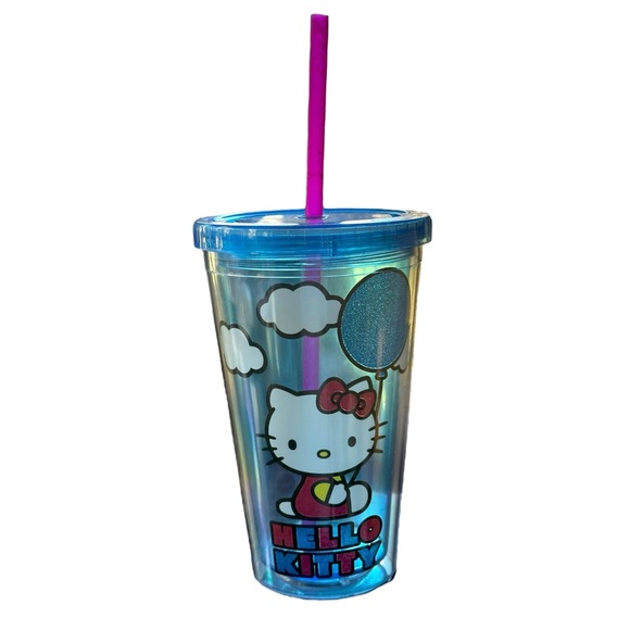 RARE Hello Kitty Tumbler Collectible Glitter Balloon Sanrio 16 Oz Travel Cup - Picture 3 of 10